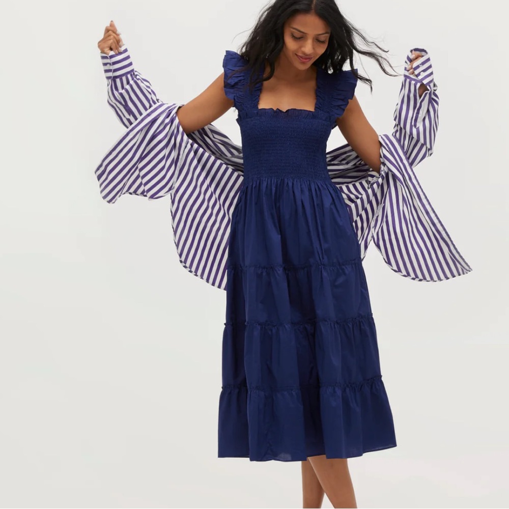 The Ellie Hill House Nap Dress in Navy Cotton